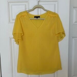 Yellow V-Neck Blouse